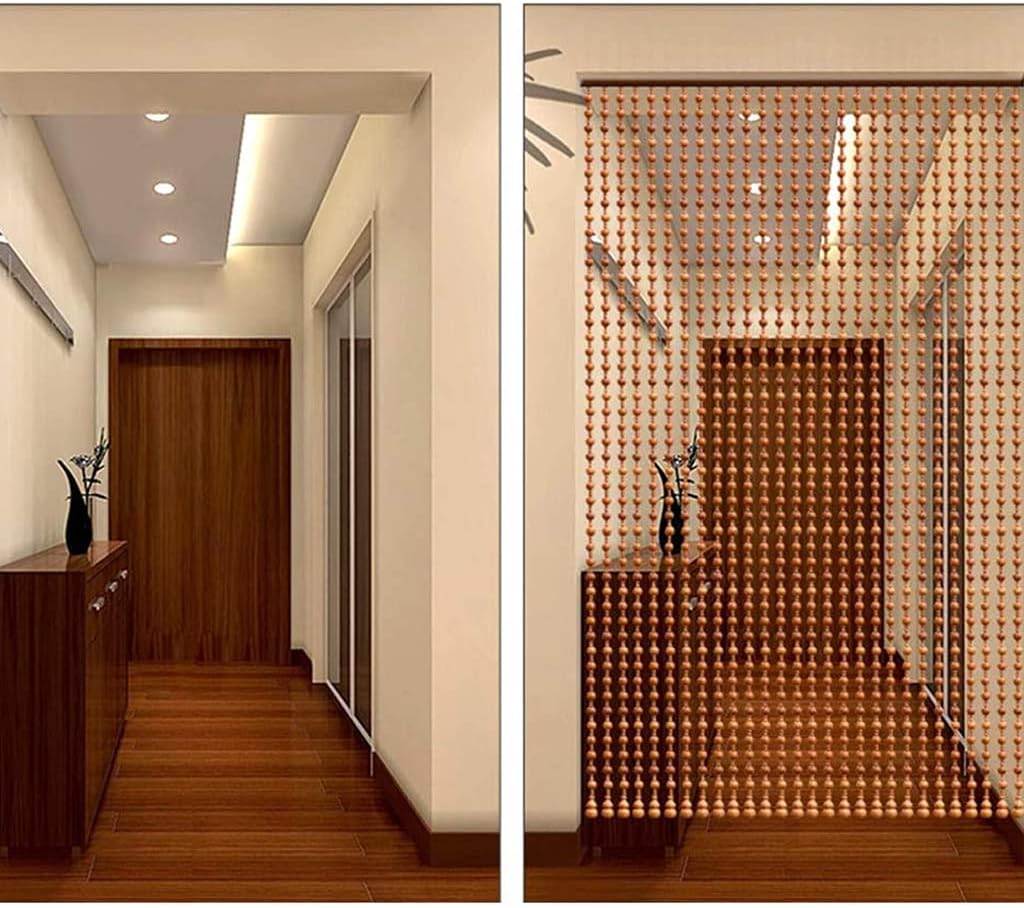 ZHOUXIAO 21 Strands Wood Bead Curtain for Doorways
