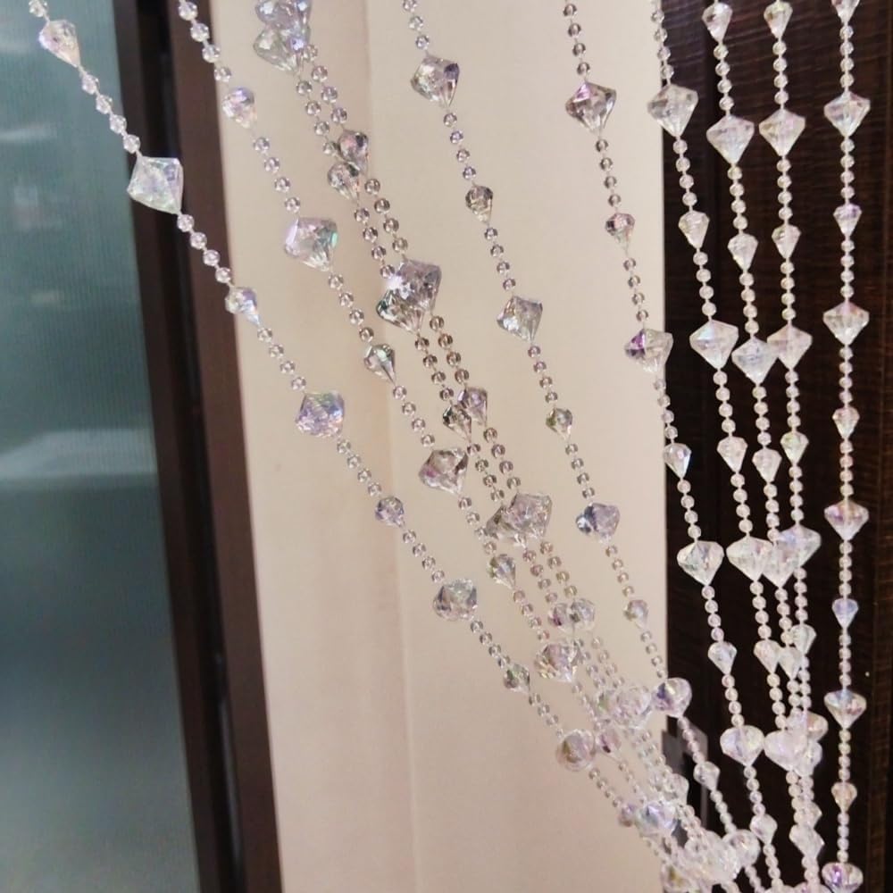 Shiny Transparent Beaded Curtain for Doorway and Room Divider