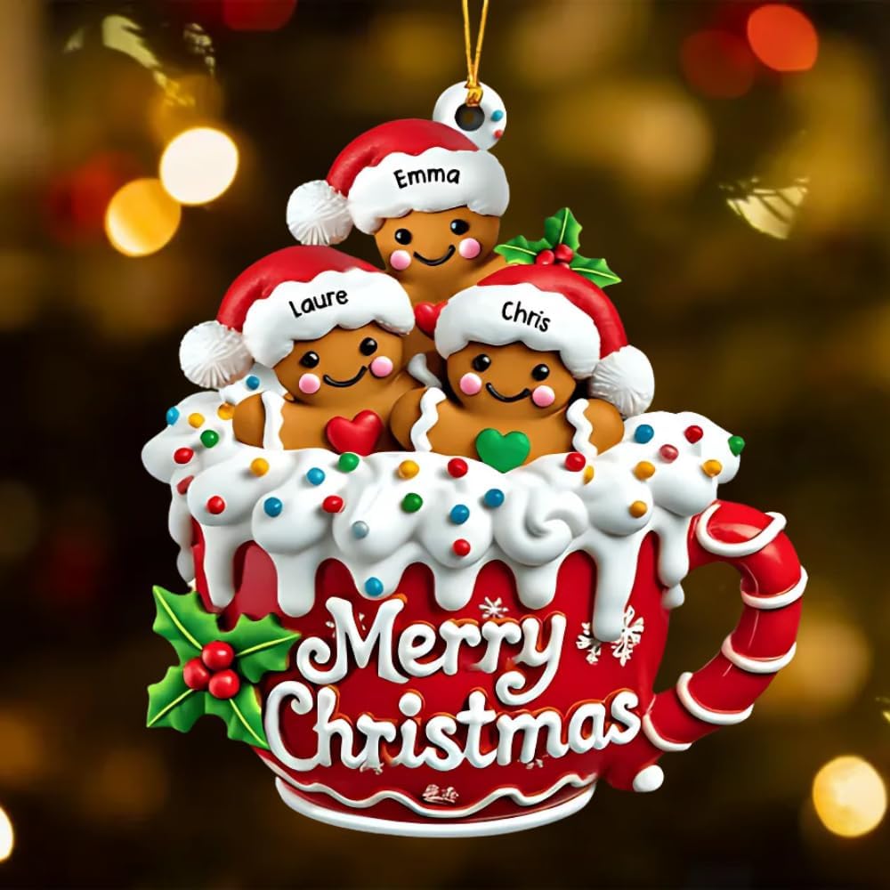 LASFOUR Personalized Gingerbread Family Ornament