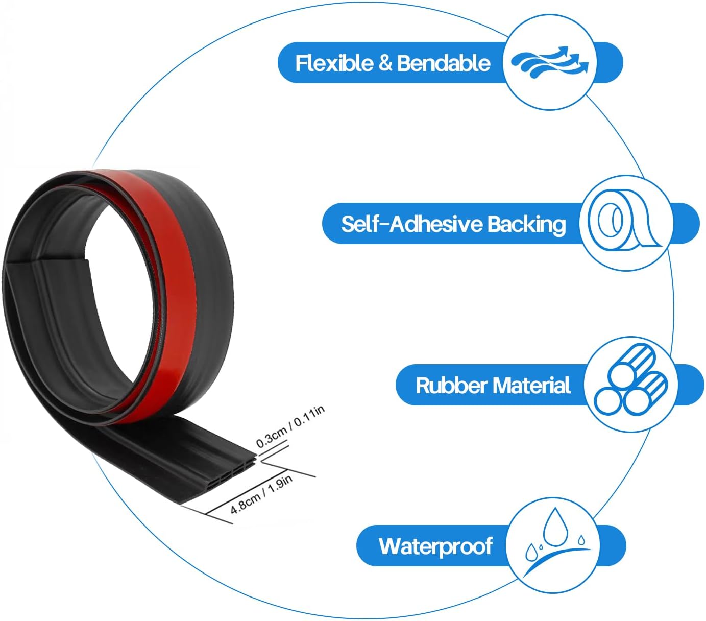 Samtrade Door Draft Stopper 1m Black Weather Stripping Seal