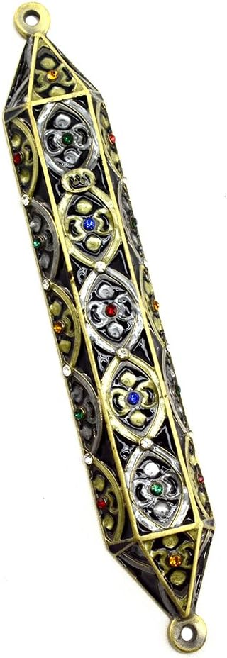 Handmade Metal 6 Inch Royal Mezuzah with Gemstones