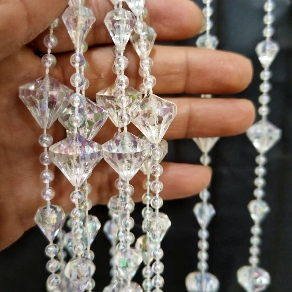 Shiny Transparent Beaded Curtain for Doorway and Room Divider