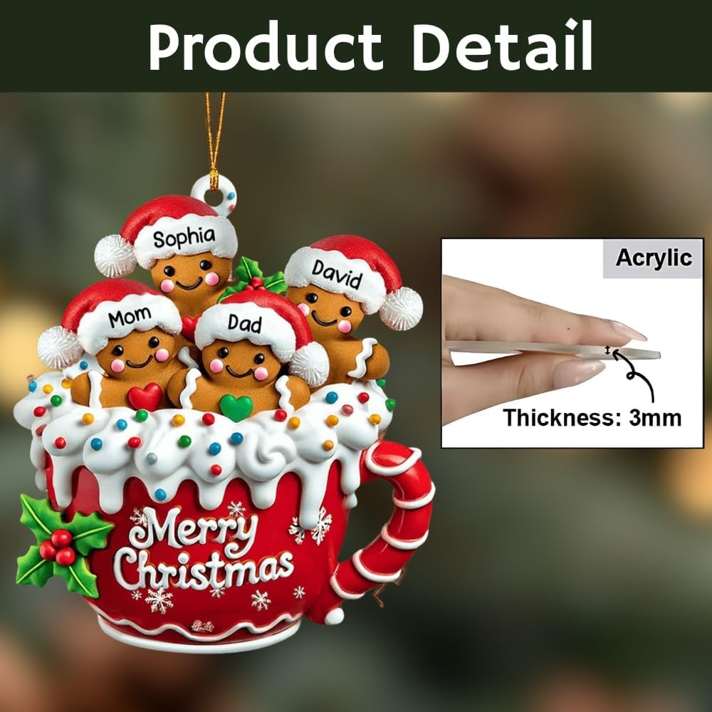 LASFOUR Personalized Gingerbread Family Ornament