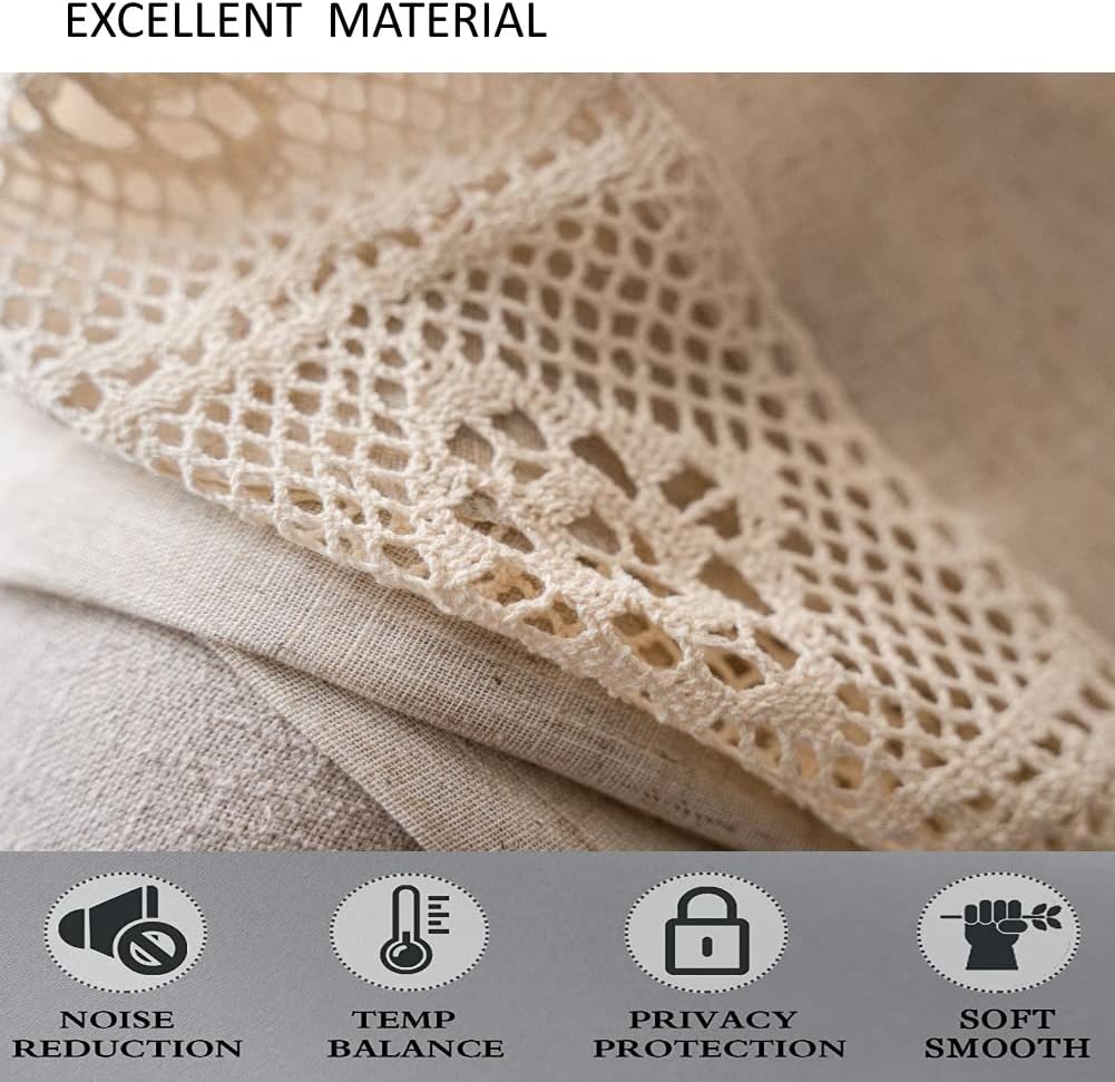 AMZALI Boho Curtains with Tassel 59 x 63 Beige Panel