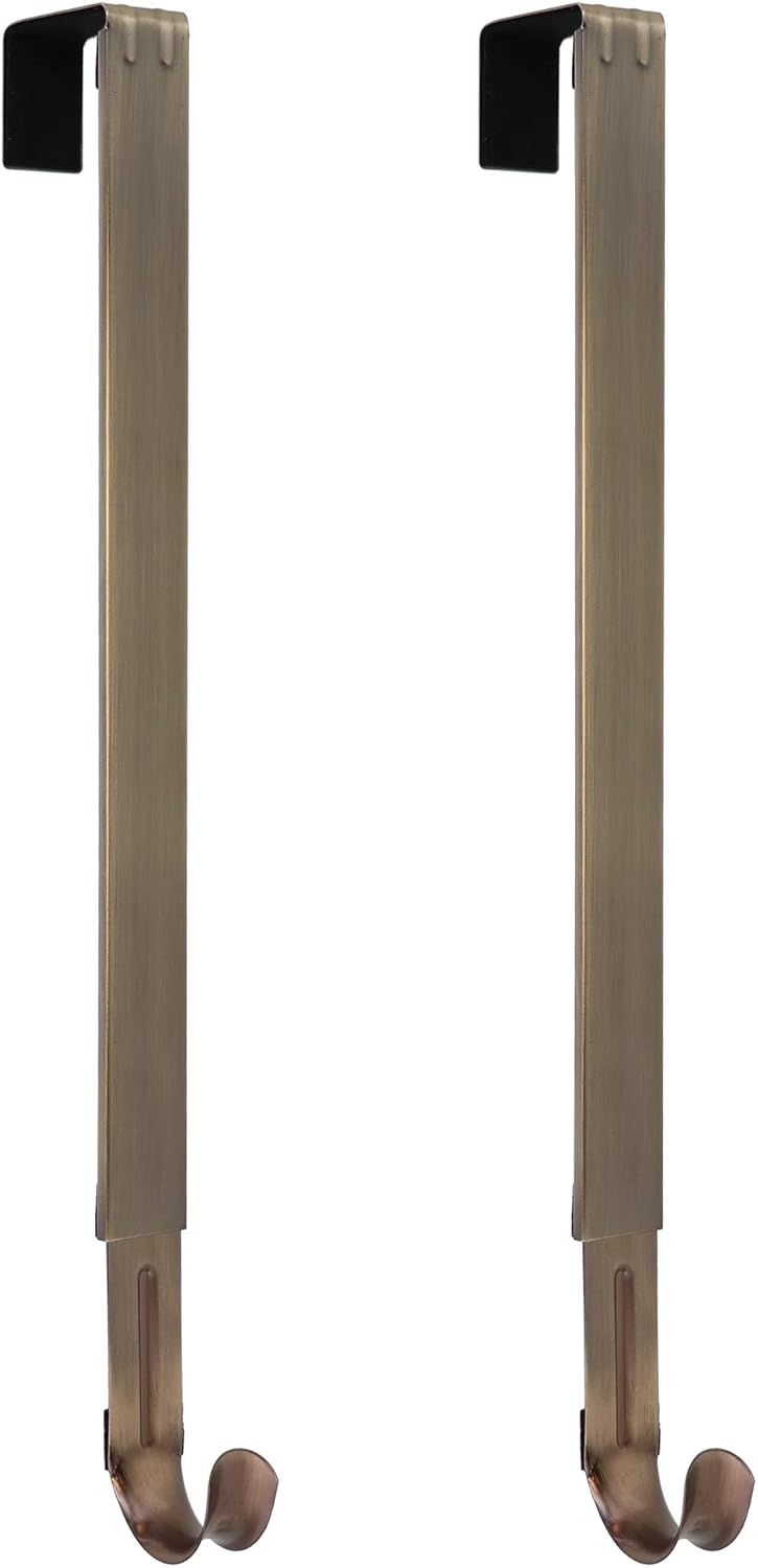 Haute Decor Adjustable Wreath Hanger 2 Pack Antique Brass
