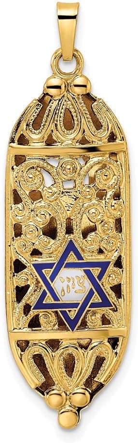 FJC Finejewelers 14kt Yellow Gold Mezuzah Star Charm 42x12mm