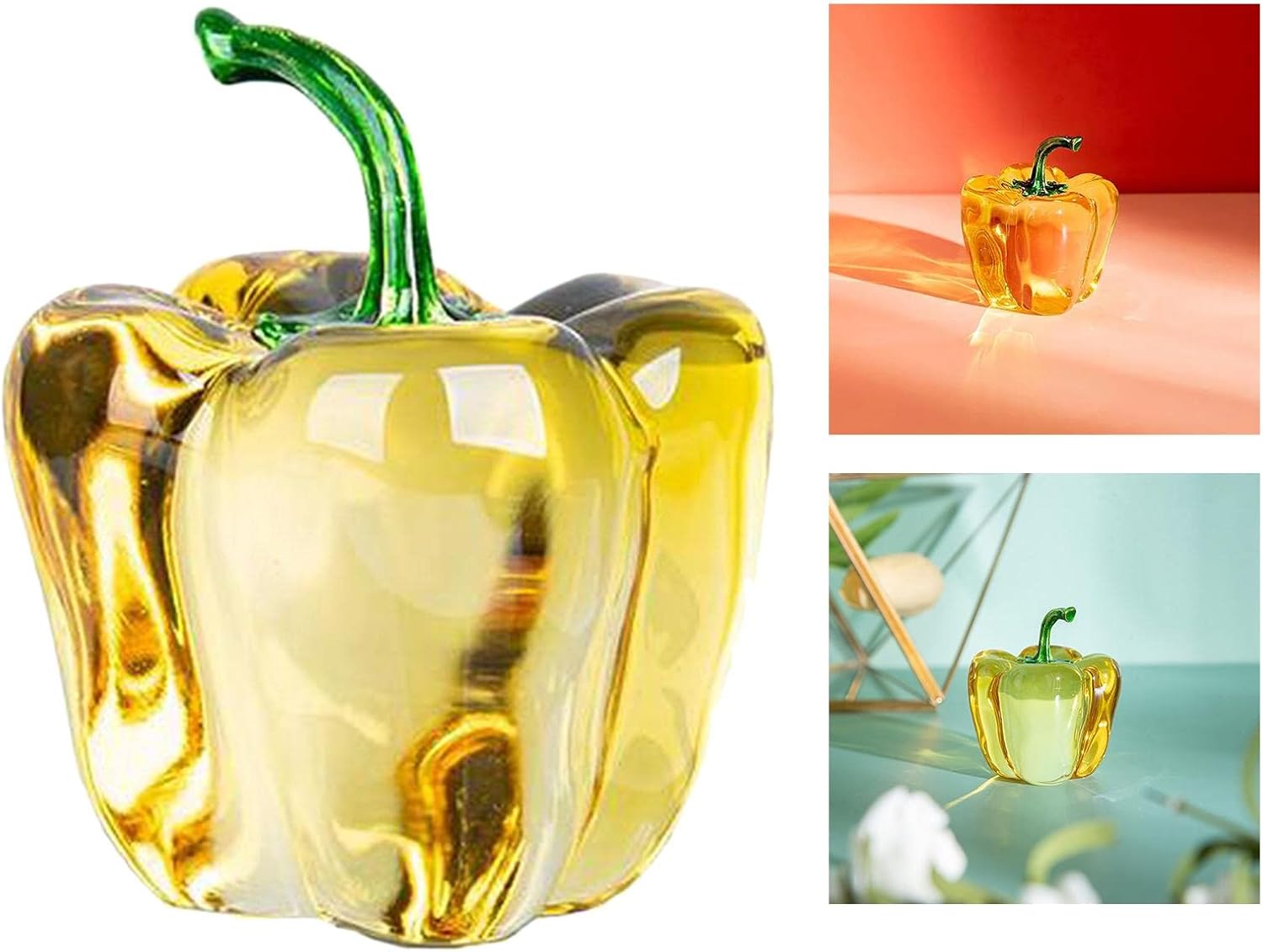Yellow Chili Cherry Crystal Sculpture Home Decoration