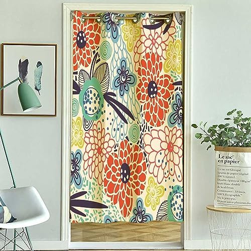 ZYMECH Blackout Curtains Boho Retro Floral 1 Panel
