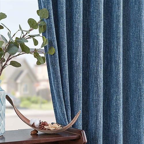 Jinchan Farmhouse Burlap Curtains 2 Panels Blackout Lined