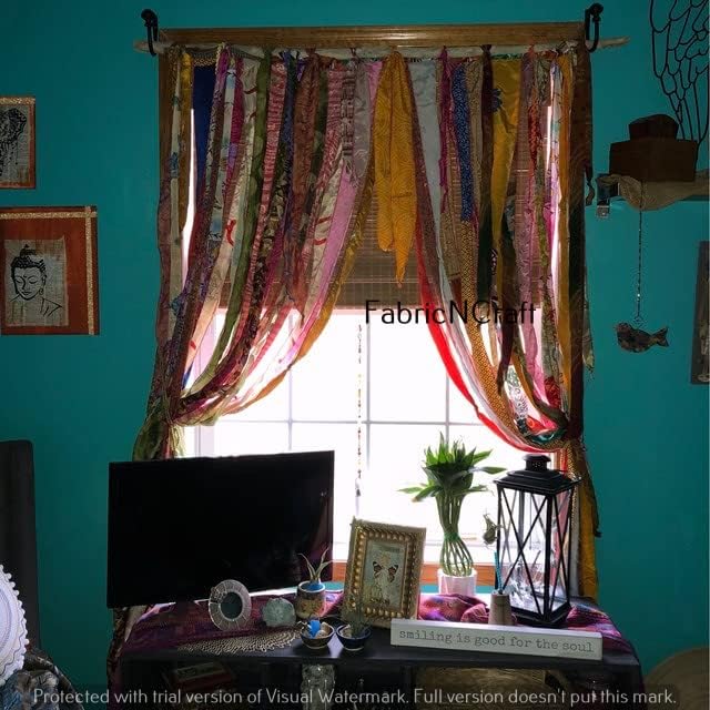 Rajbhoomi Handicrafts Multi Color Silk Sari Curtain