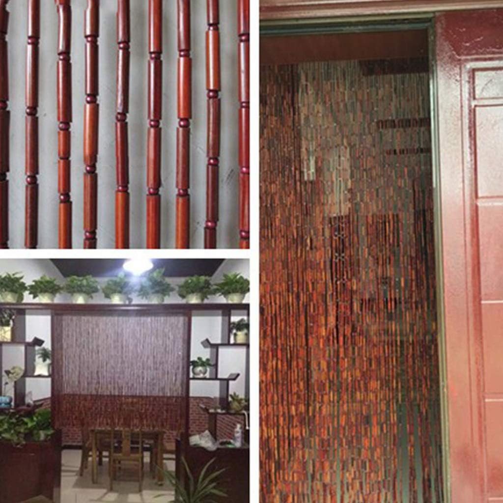 Bamboo Festival Wood Curtain with Rod 90x100cm-60 Strands Door Divider
