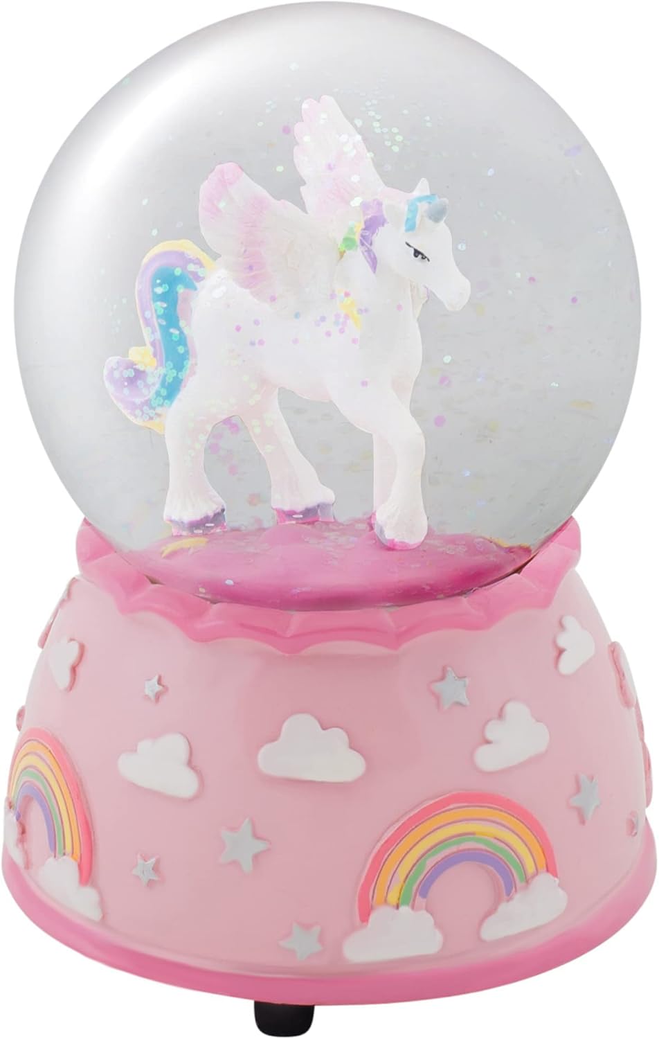 Elanze Designs Unicorn Rainbows Musical Snow Globe Decor
