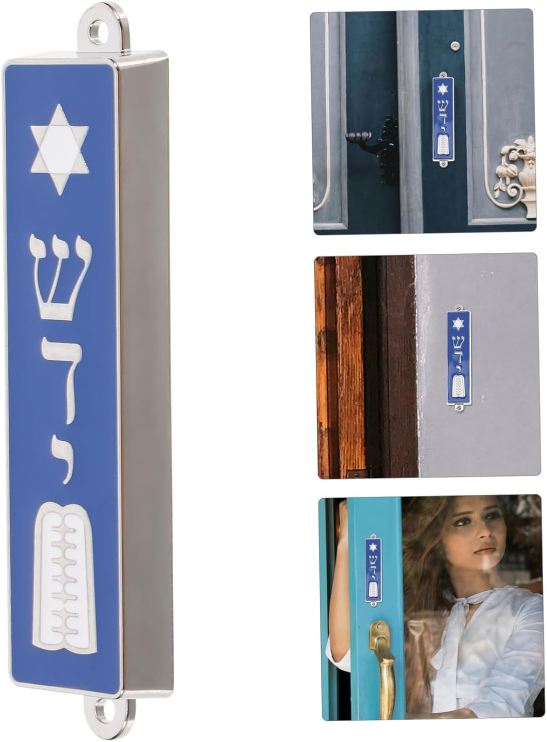 Jewish Mezuzah with Sacred Script and Star Pattern