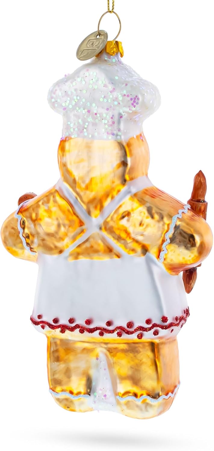 Baking Gingerbread Man Blown Glass Ornament