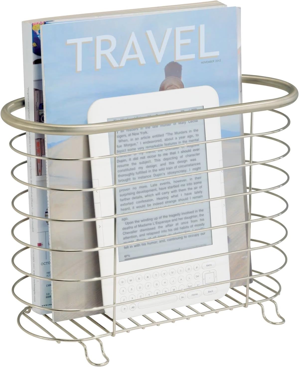 mDesign Steel Magazine Holder Storage Organizer Bin
