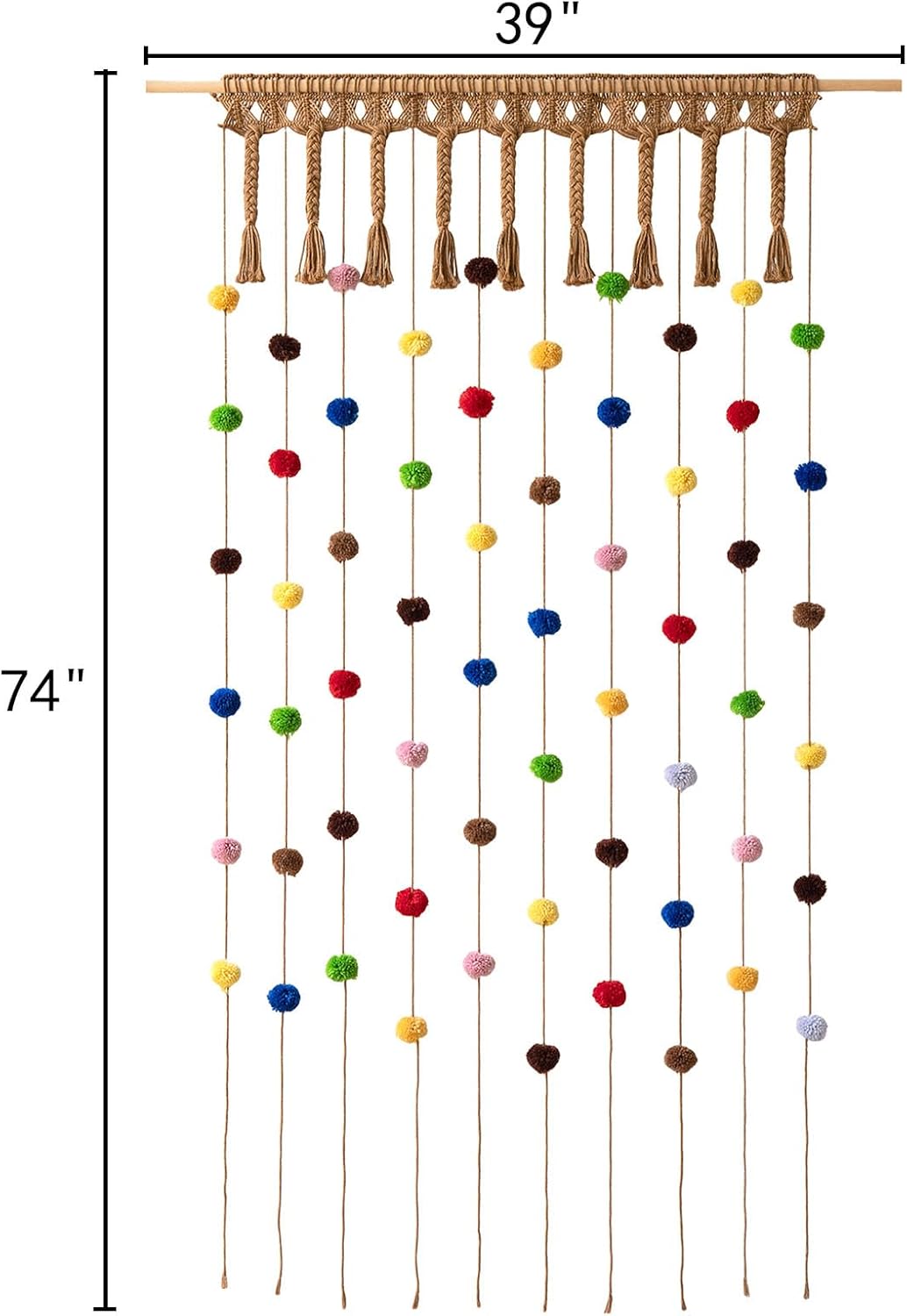 IOWER Pom Pom Macrame Curtain for Kids Room Decor