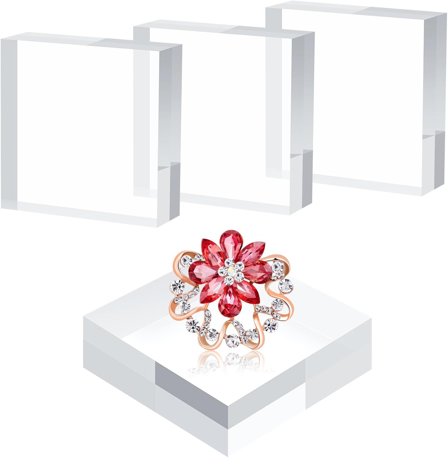 4 Piece Acrylic Display Stand Set for Jewelry and Collectibles