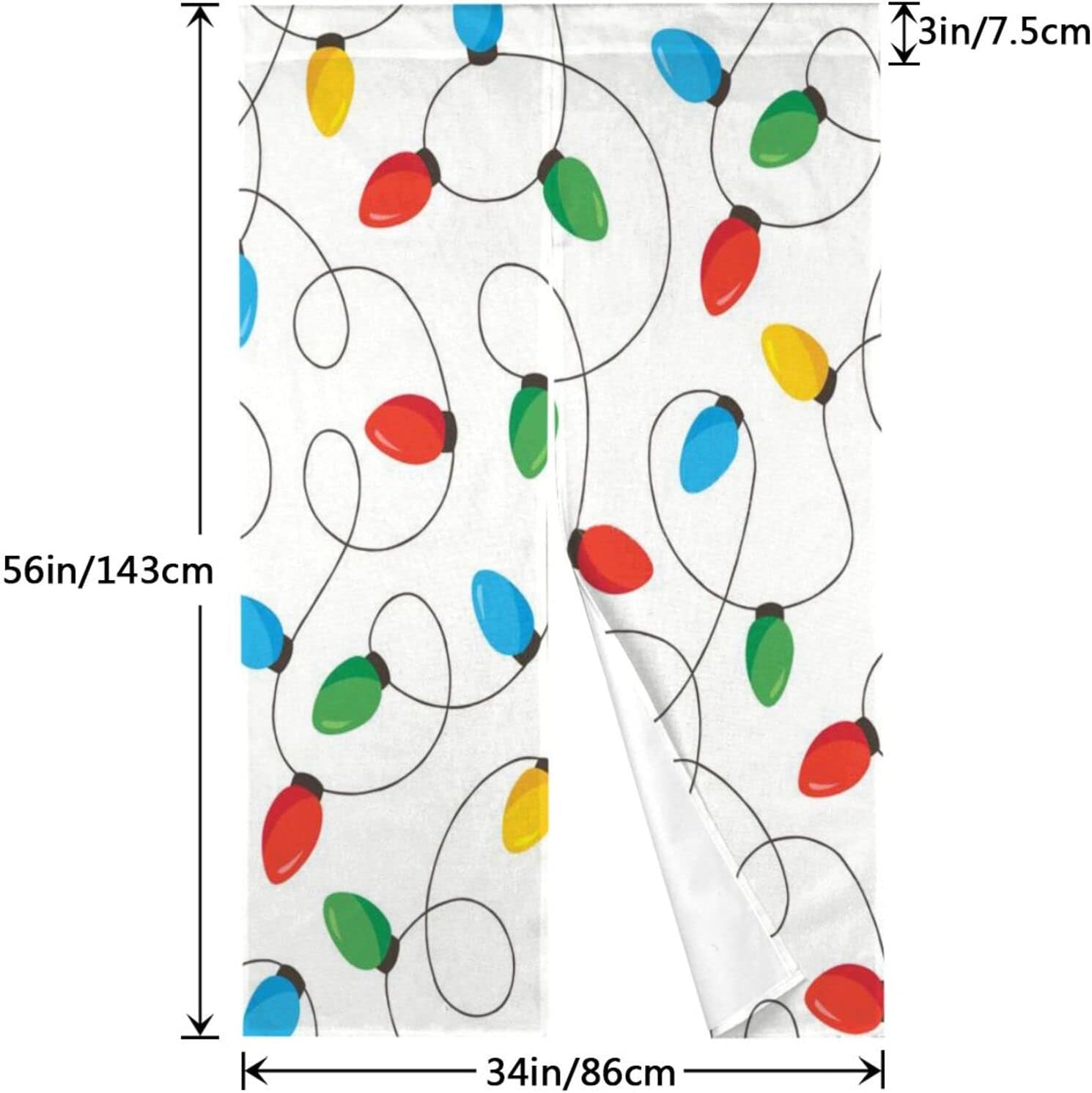 Christmas Rainbow Light Bulb Doorway Curtain 34x56