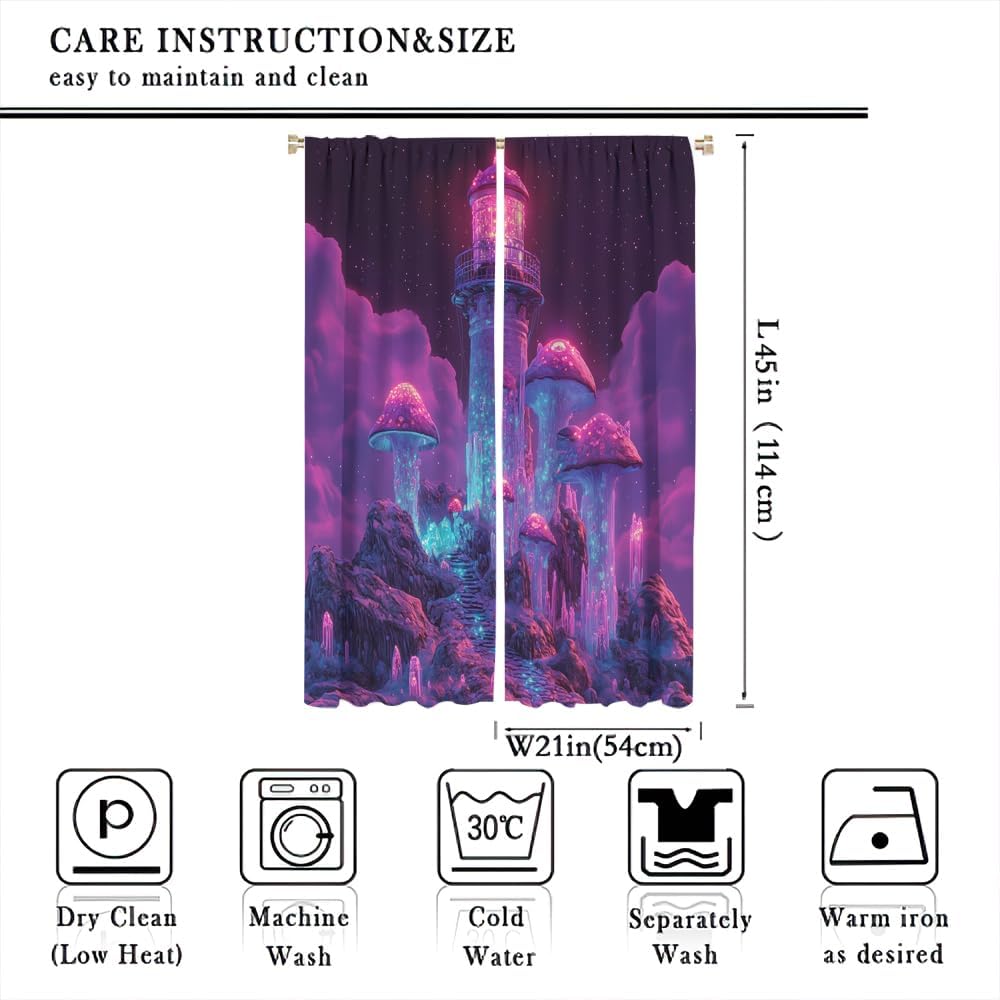 Fantasy Crystal Mushroom Curtain 2 Panels 21x45 Inch