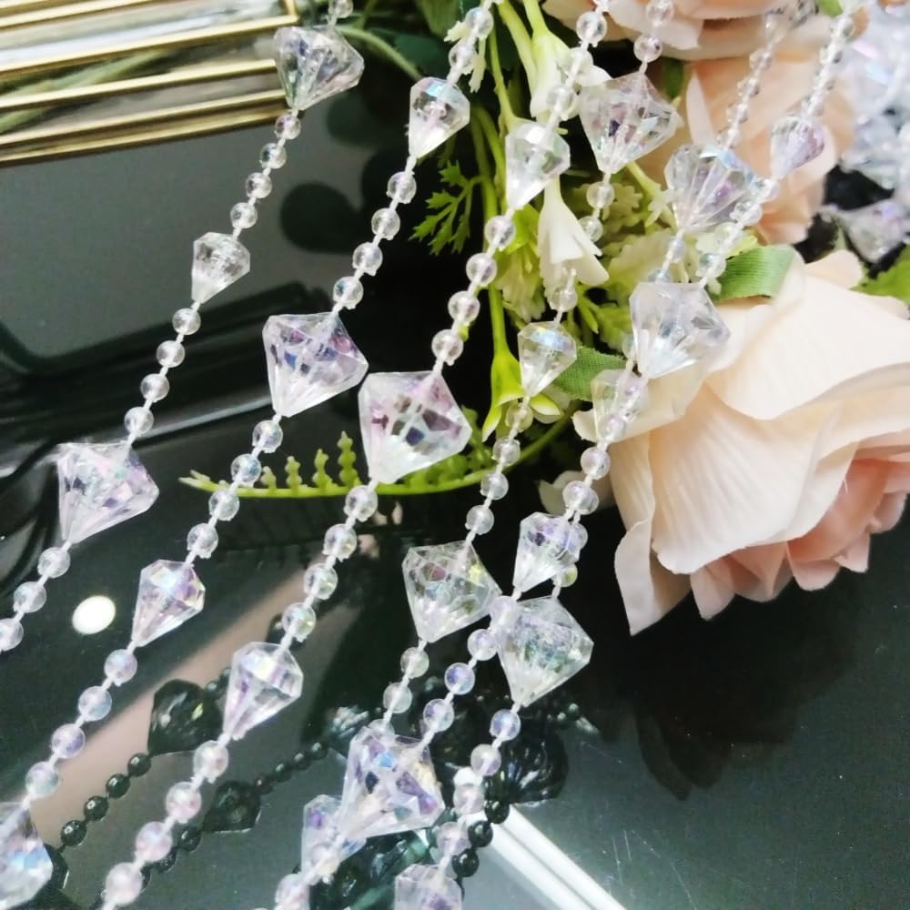 Shiny Transparent Beaded Curtain for Doorway and Room Divider