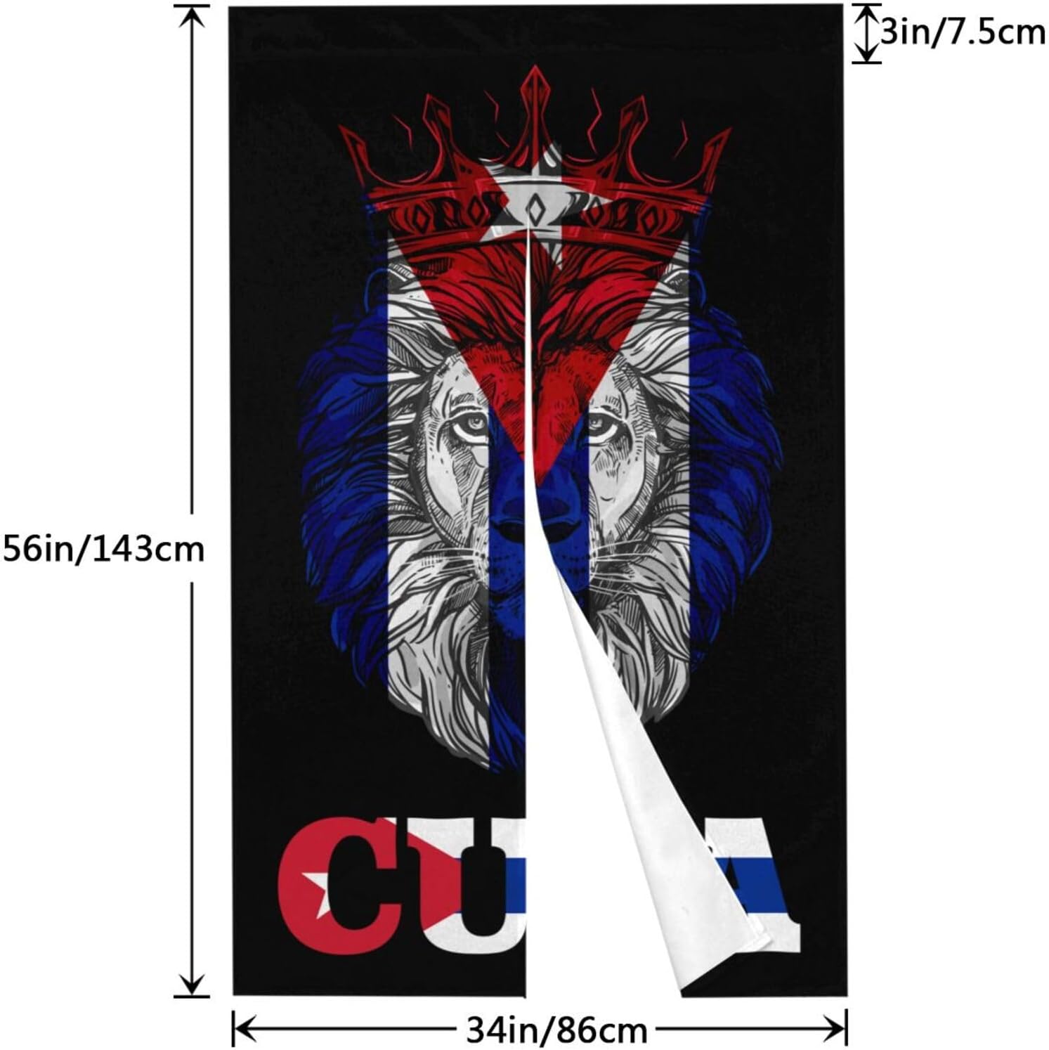 Cuban Flags Door Curtain 34x56 Inches Privacy Panel