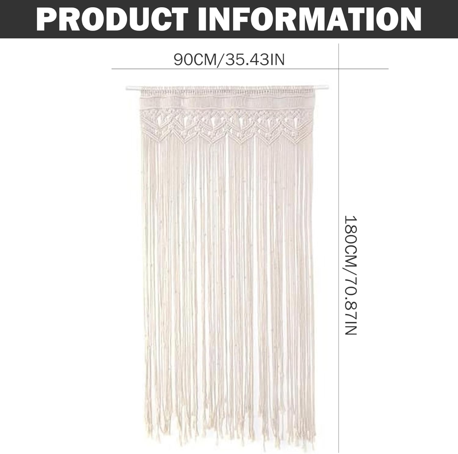 Macrame Curtains 35x71 Inch Cotton Woven Boho Decor
