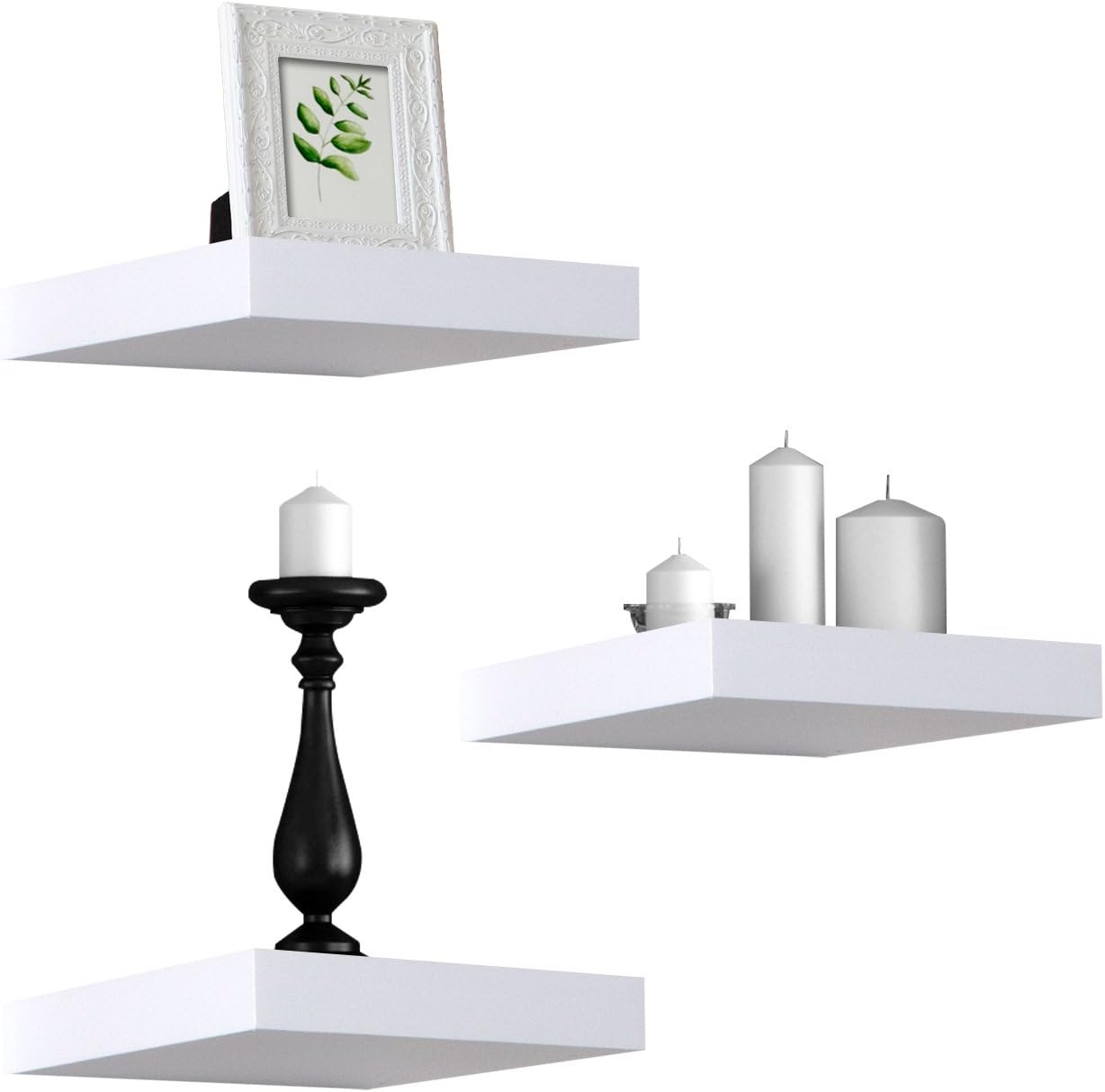 Sorbus 3 White Floating Shelves for Wall Display