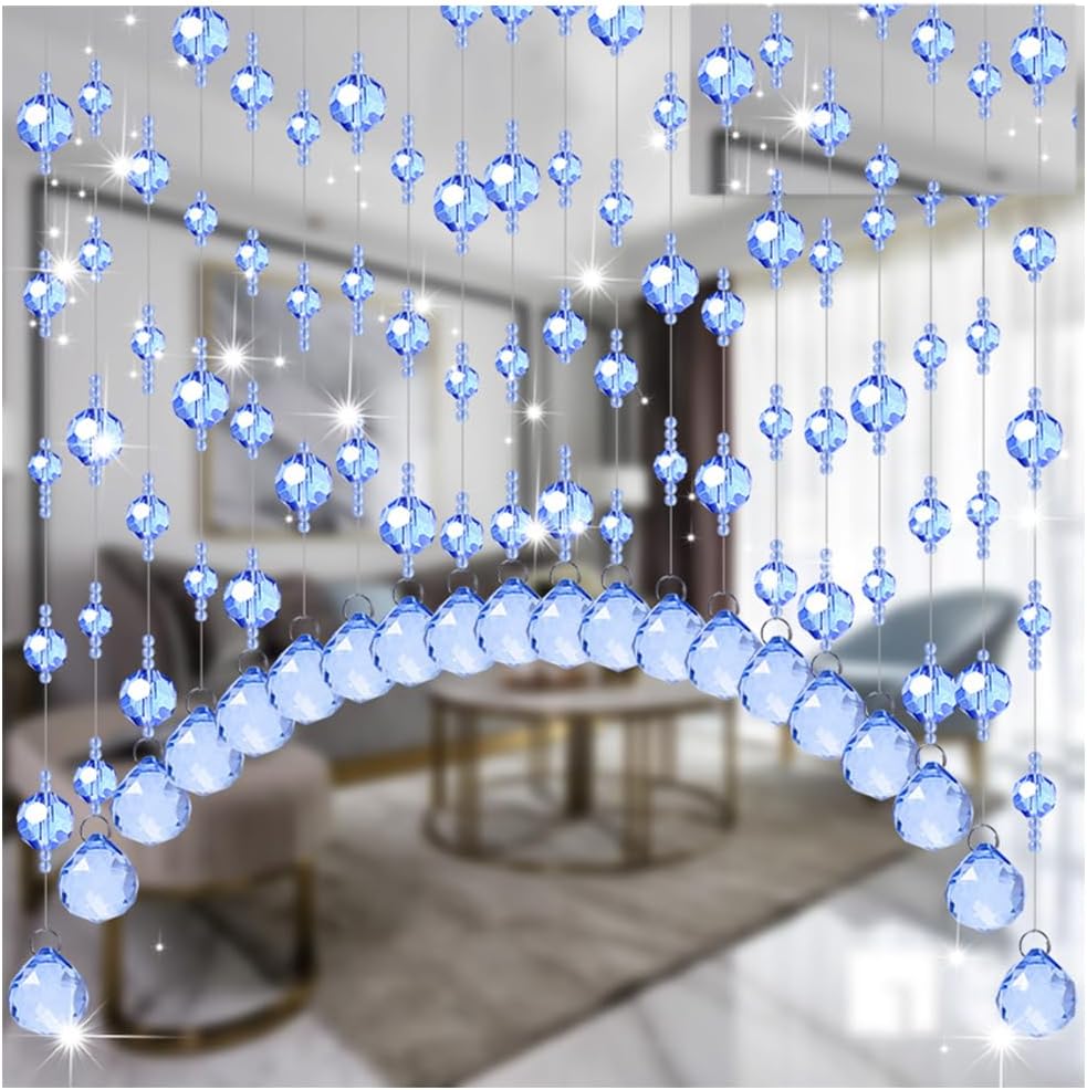 GVILTY Blue Crystals Beaded Curtain Door Divider 31 Inch