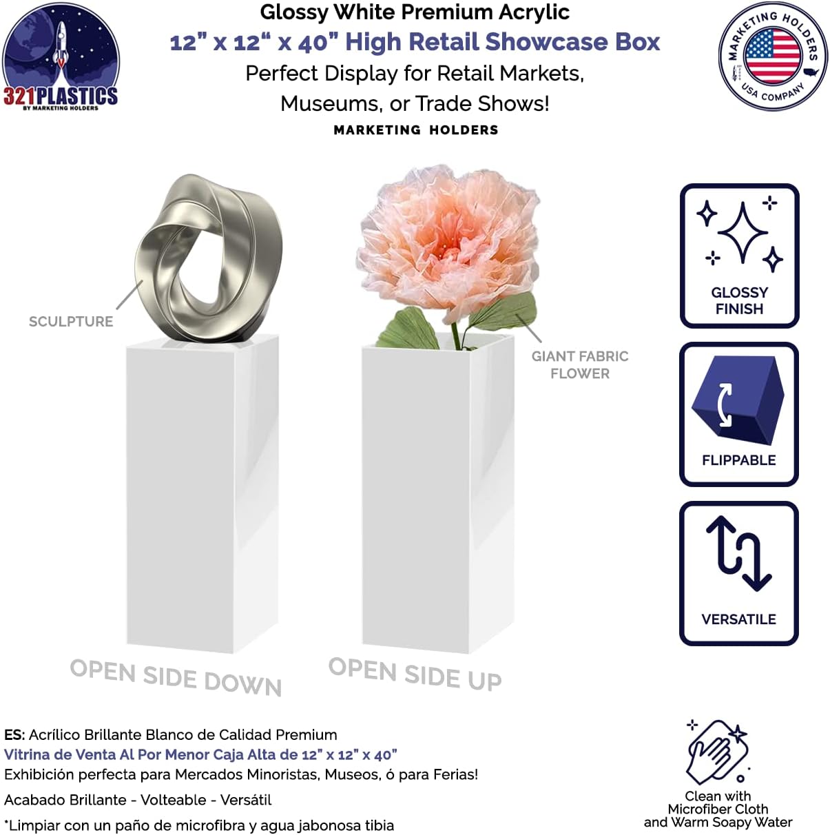 2 Pack White Acrylic Pedestal Flower Display Tower