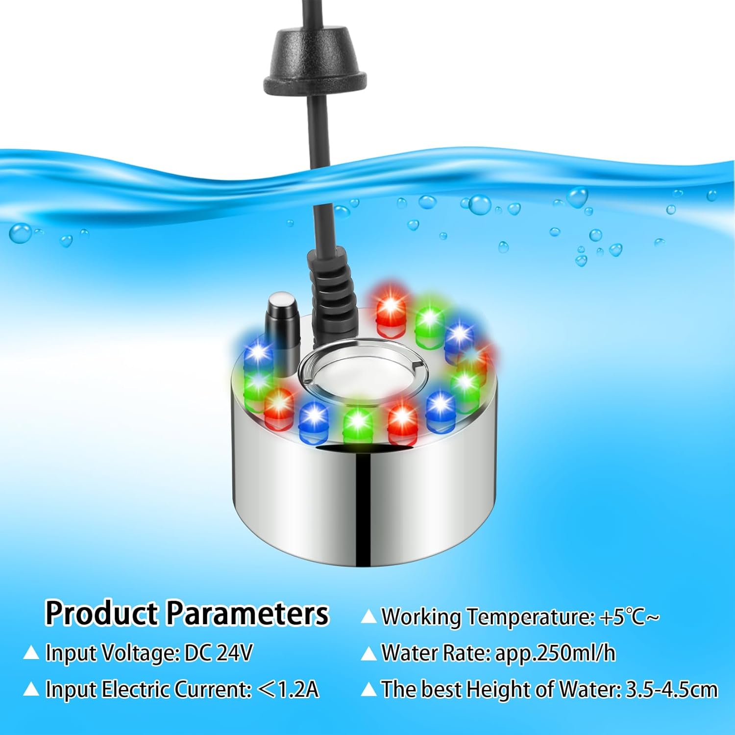 YEAJOIN 2PCS Mist Makers with 12 LED Lights Fog Machine