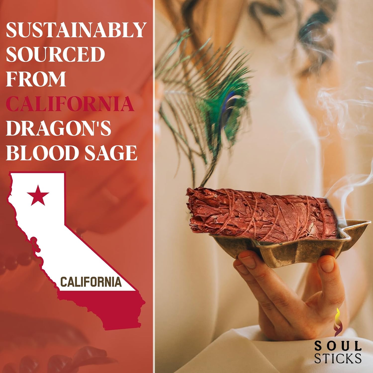Floral Sage Incense Stick - 9 Inch Dragons Blood Smudge Stick with Guide