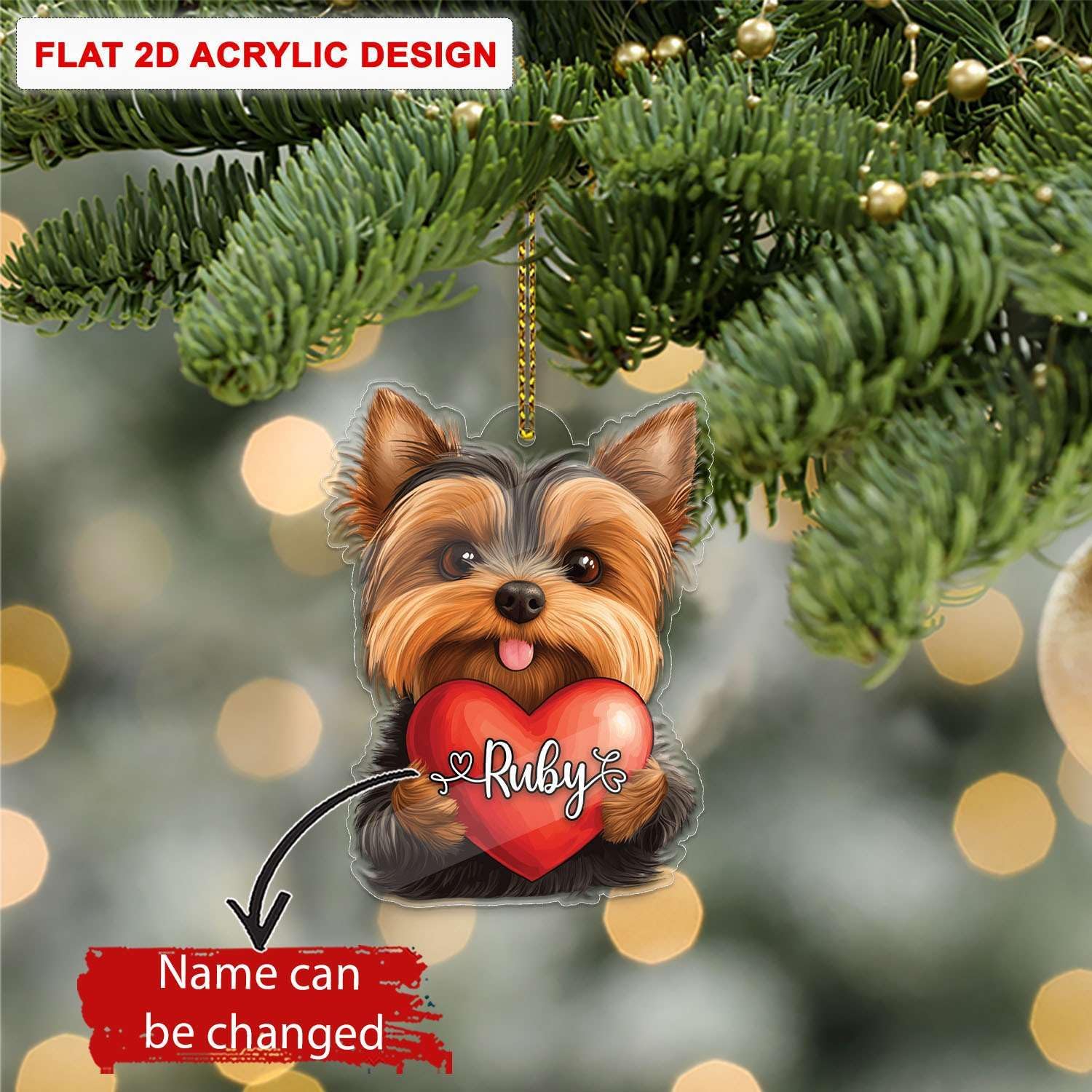 Custom Name Yorkshire Terrier Christmas Ornament