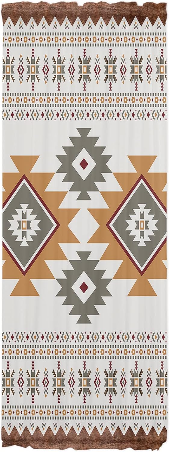 Southwest Geometric Door Curtains with Double Rod Pocket