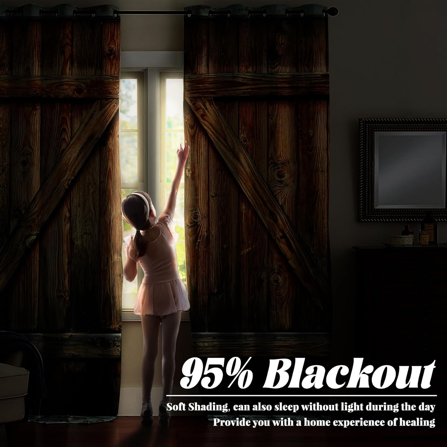 Renaiss Barn Door Curtains Set of 2 Panels Blackout