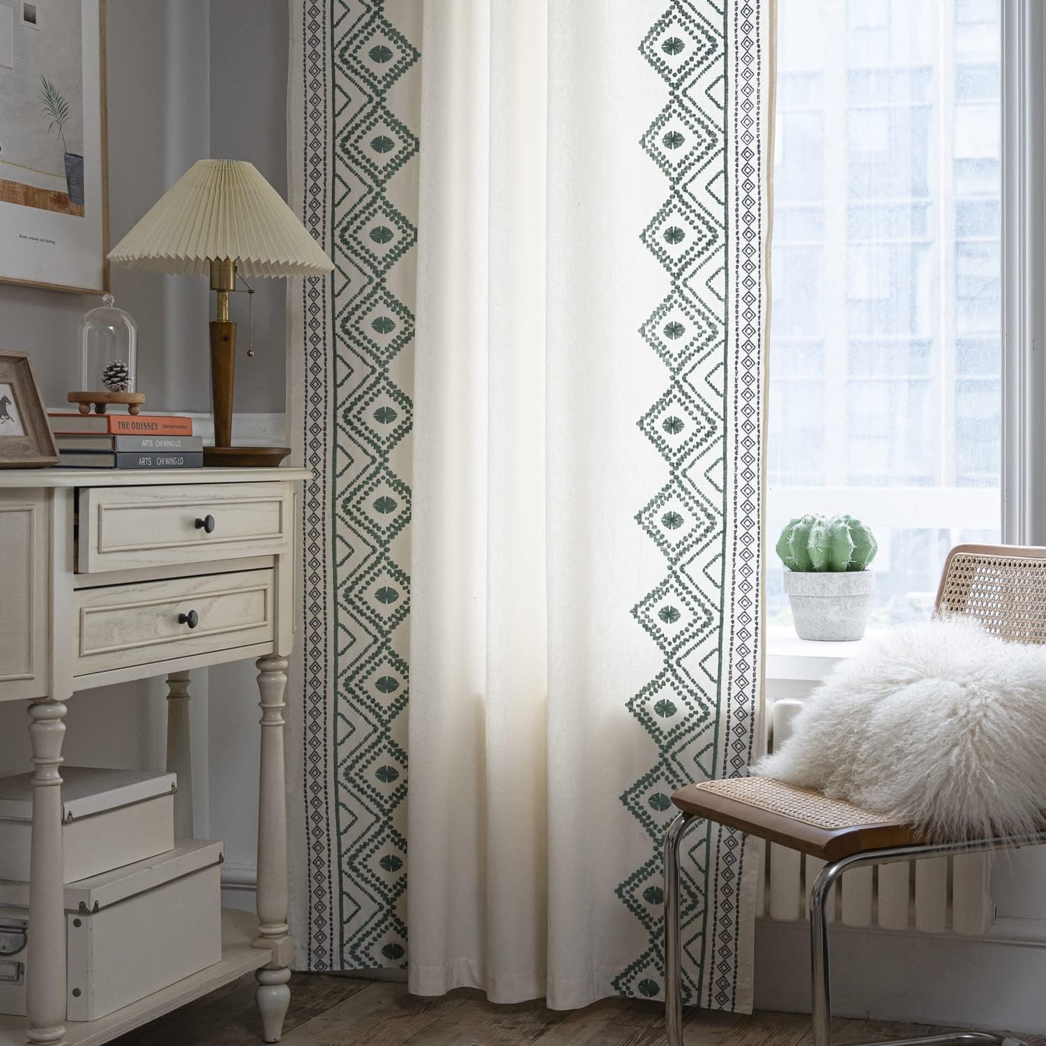ColorBird Linen Curtain Set 2 Panels Sage Green