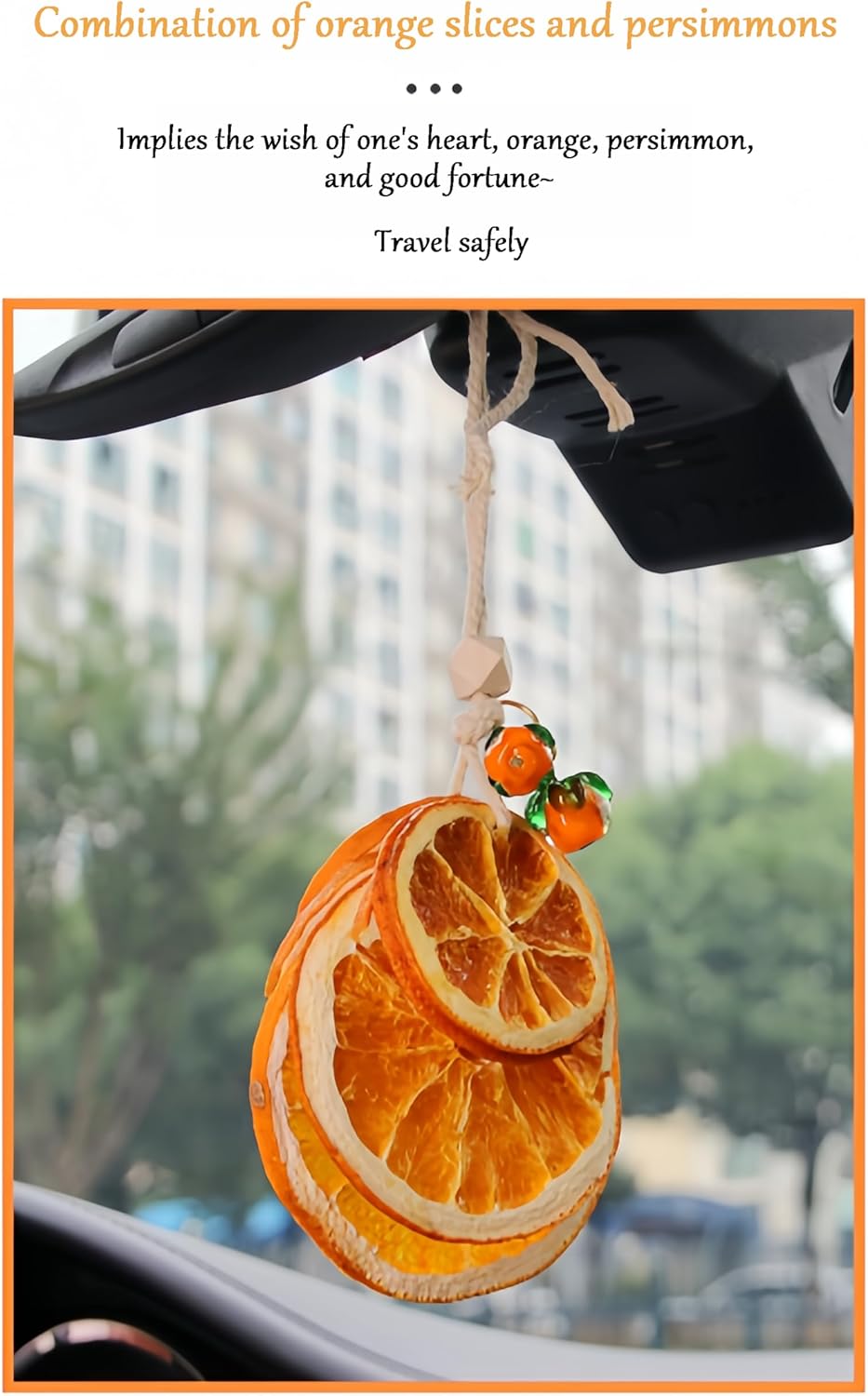 Realistic Orange Slice Hanging Christmas Ornament for Car Mirror