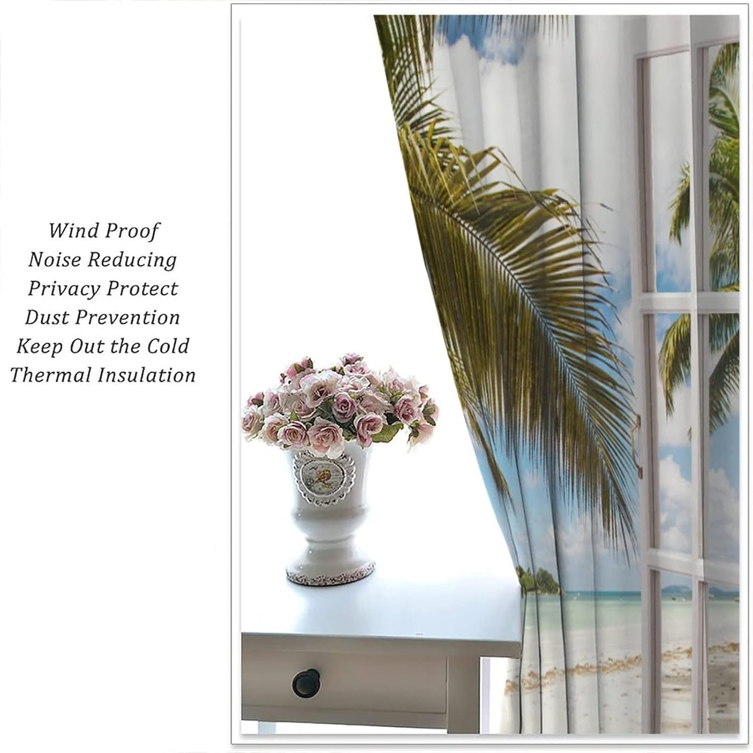 Kazynee Summer Ocean Curtains for Bedroom 2 Panels