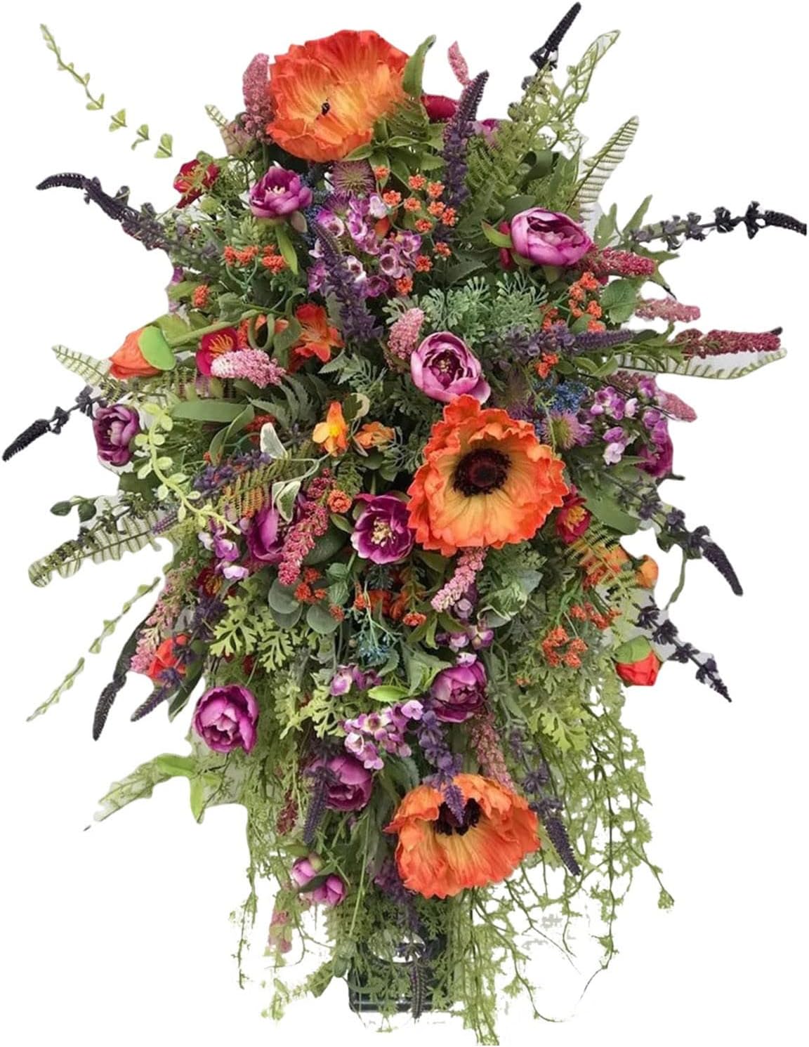 Orange Teardrop Sunflower Wreath for Front Door Decor
