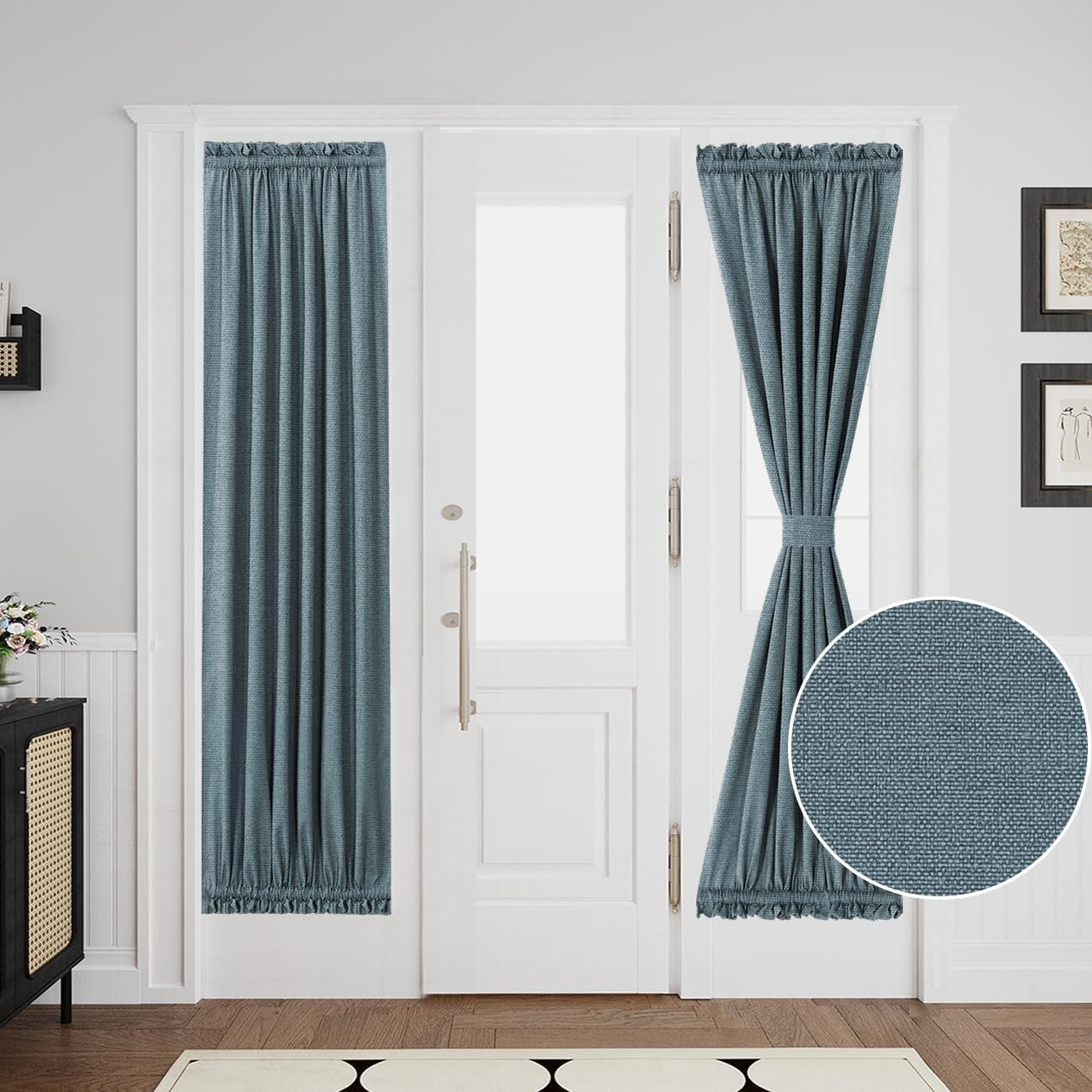 Turquoize Thick Linen Door Curtain Panel 25W x 72L Stone Blue