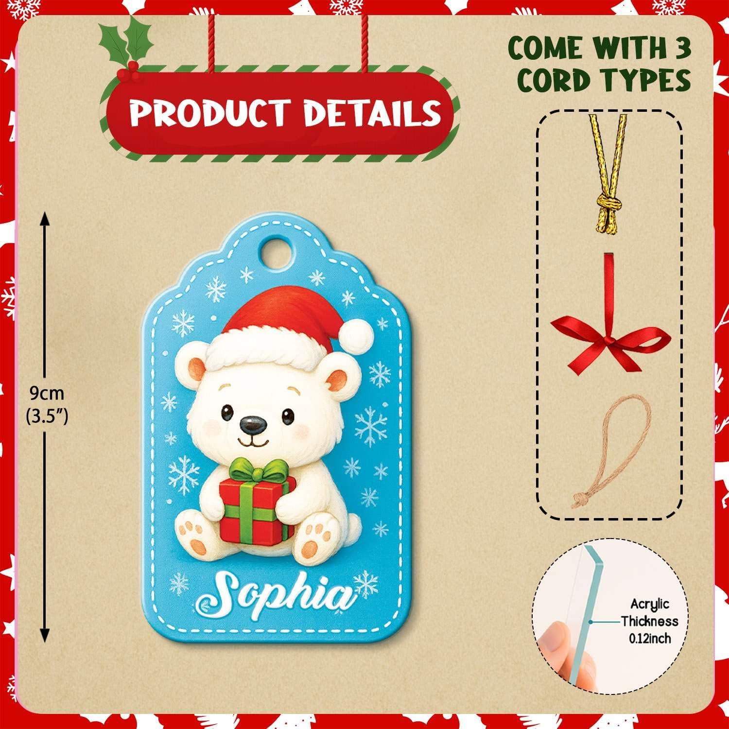 Personalized Acrylic Tree Ornament with Custom Name