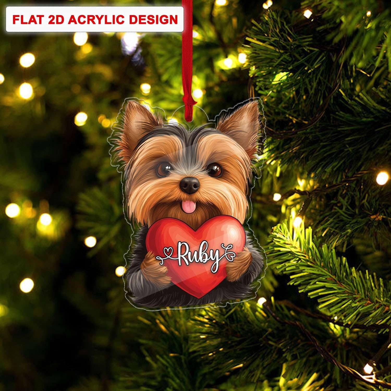 Custom Name Yorkshire Terrier Christmas Ornament