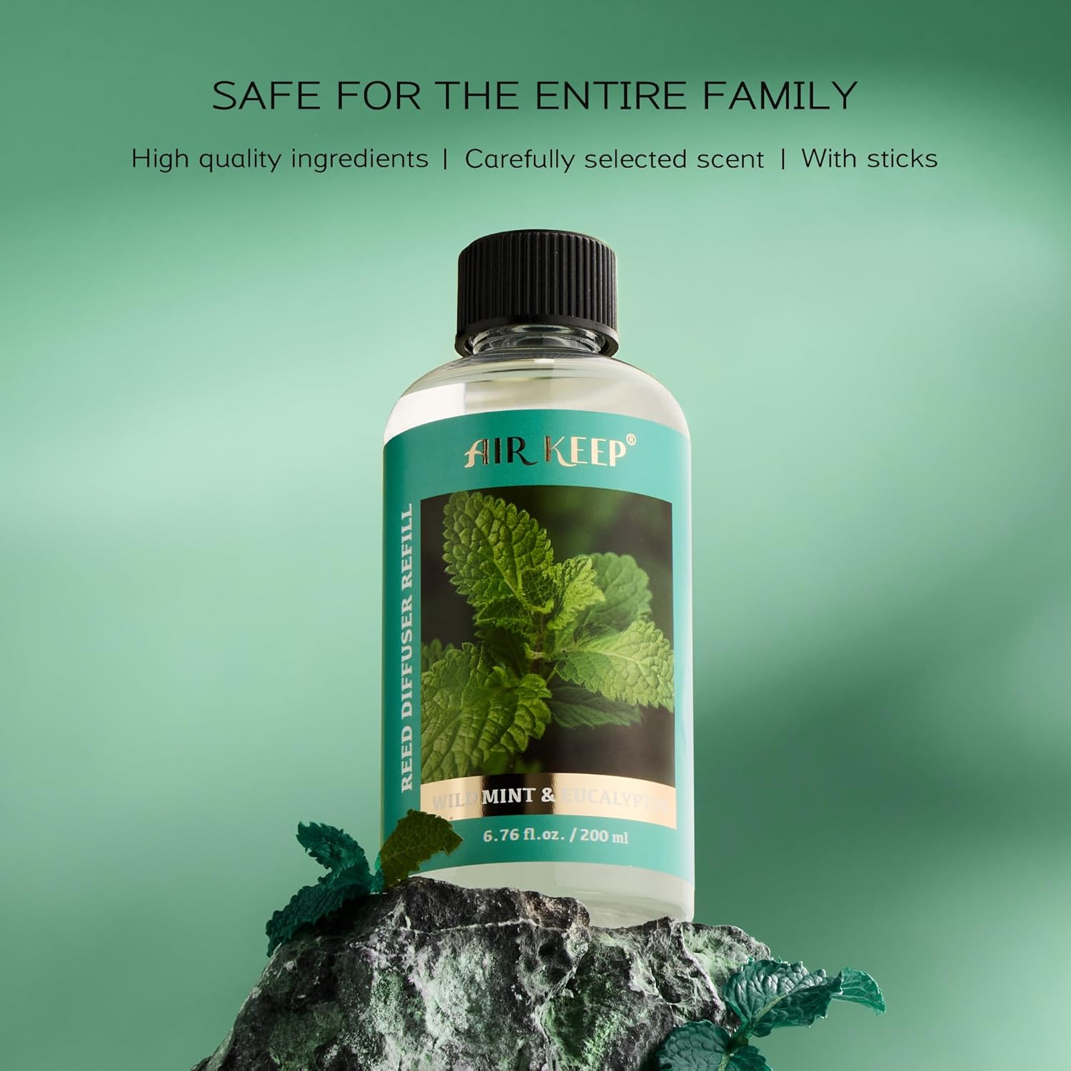 Airkeep Reed Diffuser Oil Refill with Sticks Wild Mint Eucalyptus