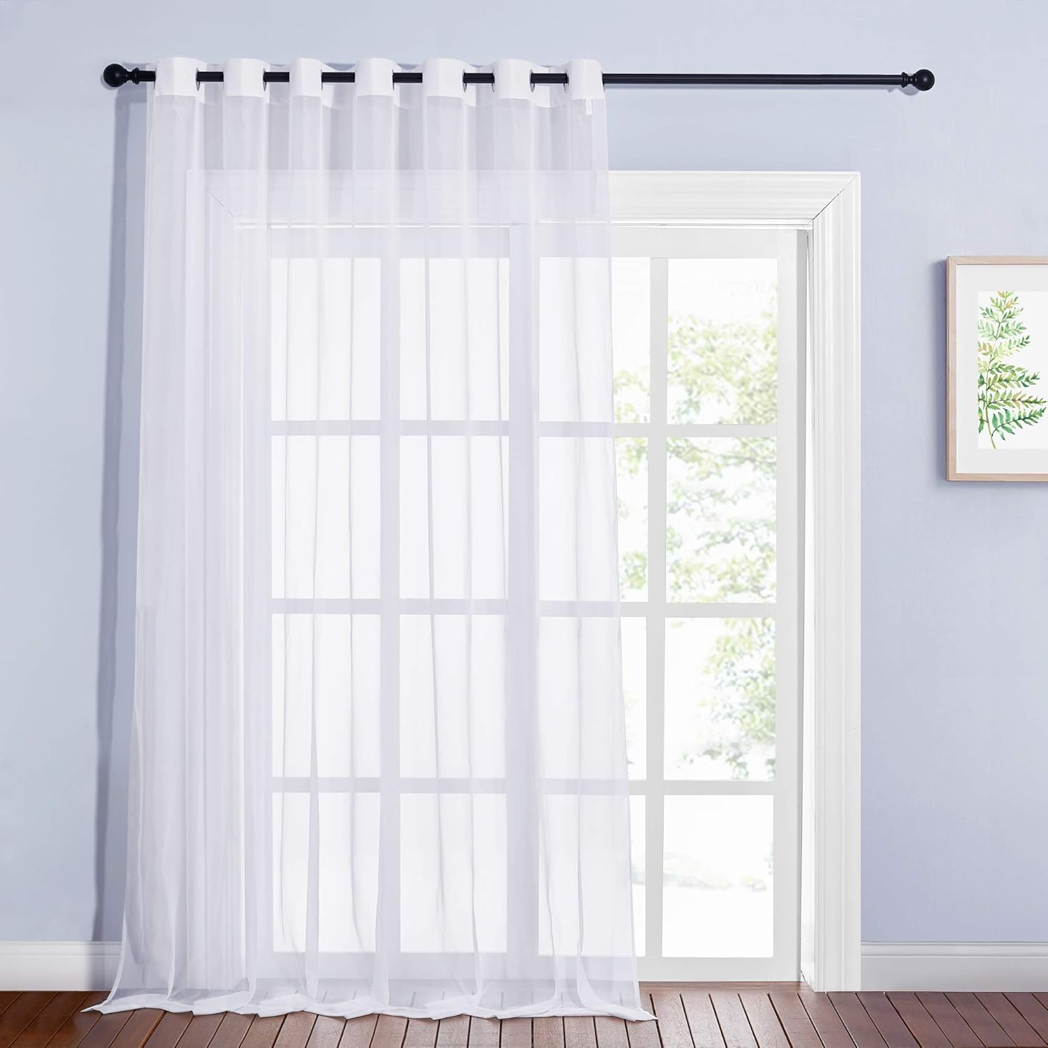 NICETOWN Sheer Curtain for Sliding Glass Door - White 100x96 Inches
