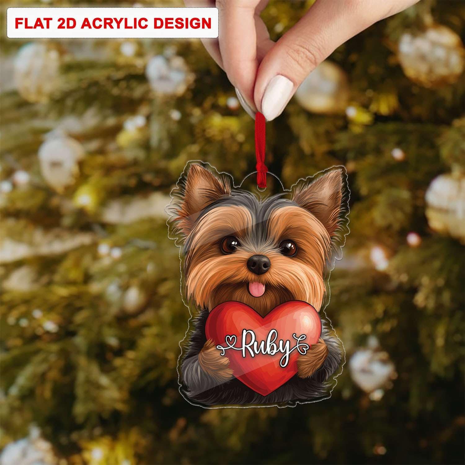 Custom Name Yorkshire Terrier Christmas Ornament