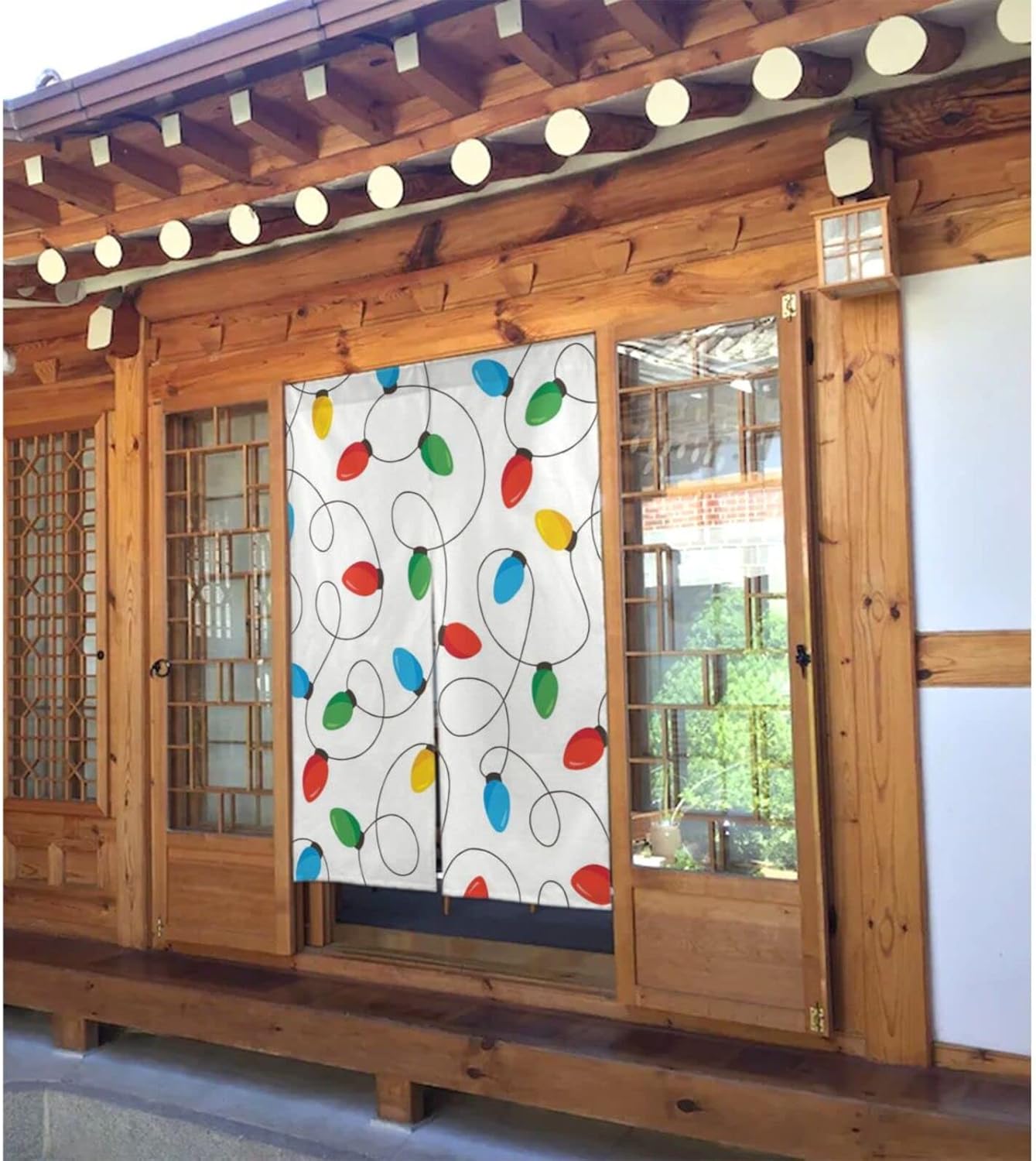 Christmas Rainbow Light Bulb Doorway Curtain 34x56