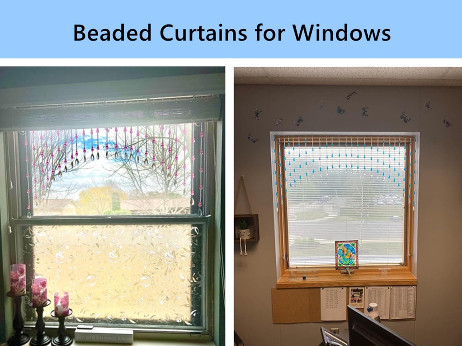 JZUU Crystal Beaded Curtain for Doorway and Window