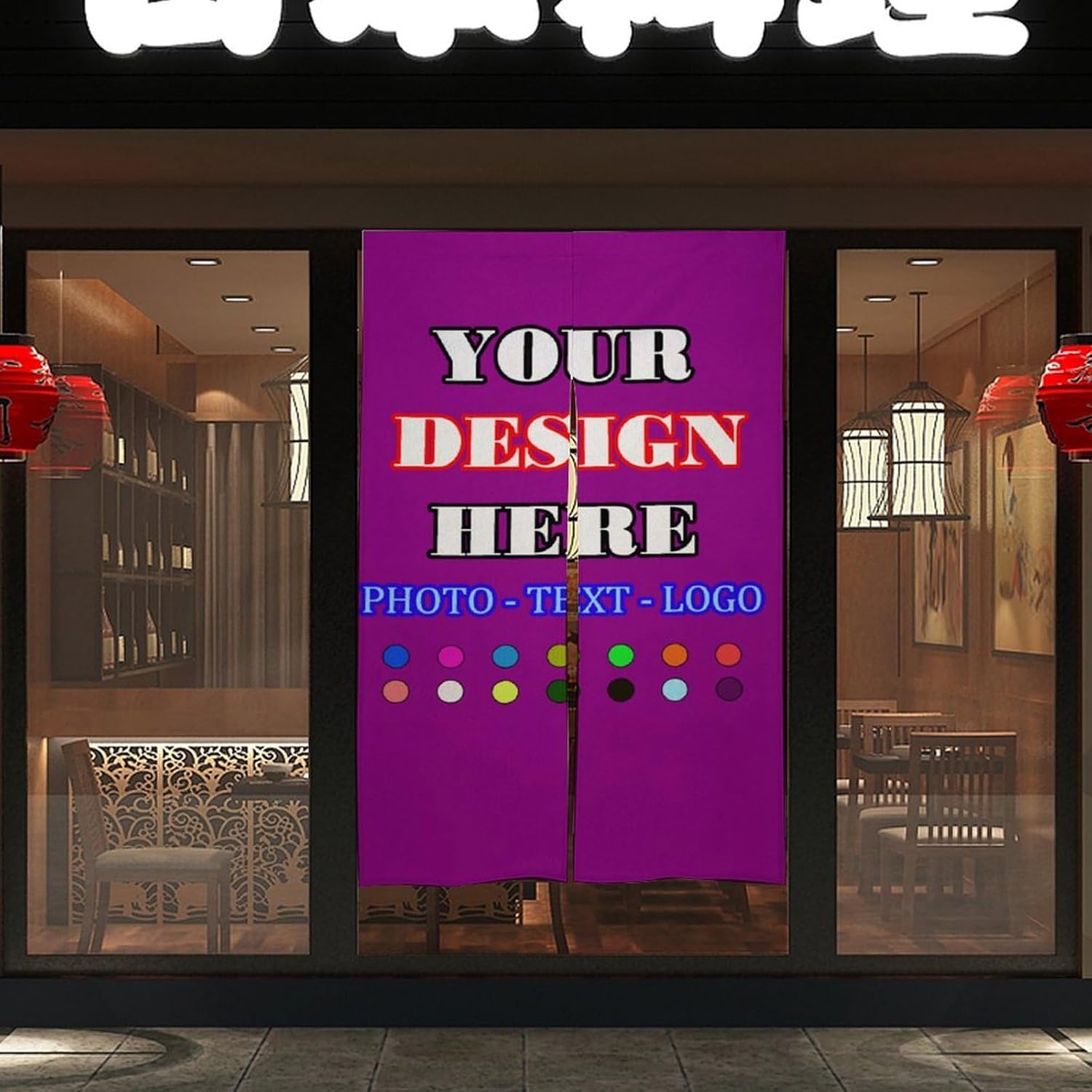 Custom Japanese Noren Curtain with Photo Text Logo