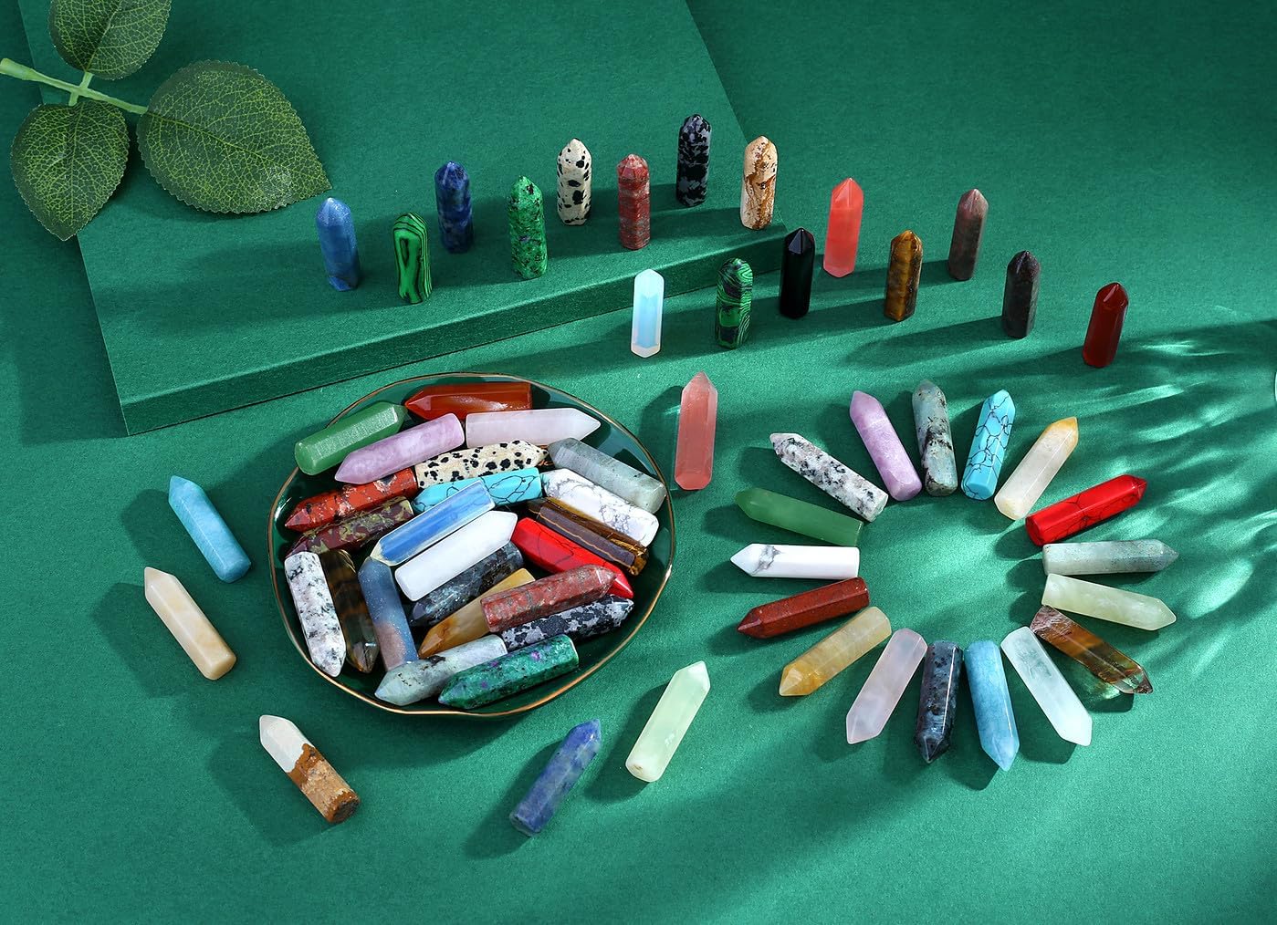Qinjiejie 64PCS Crystal Wands Stones Set
