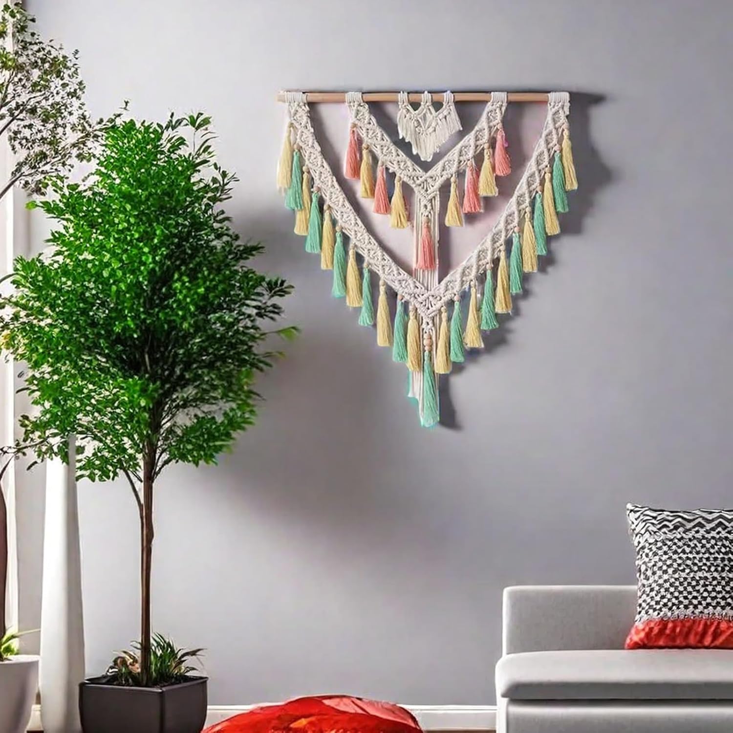 Macrame Curtains Cotton Long Wall Hanging Panels