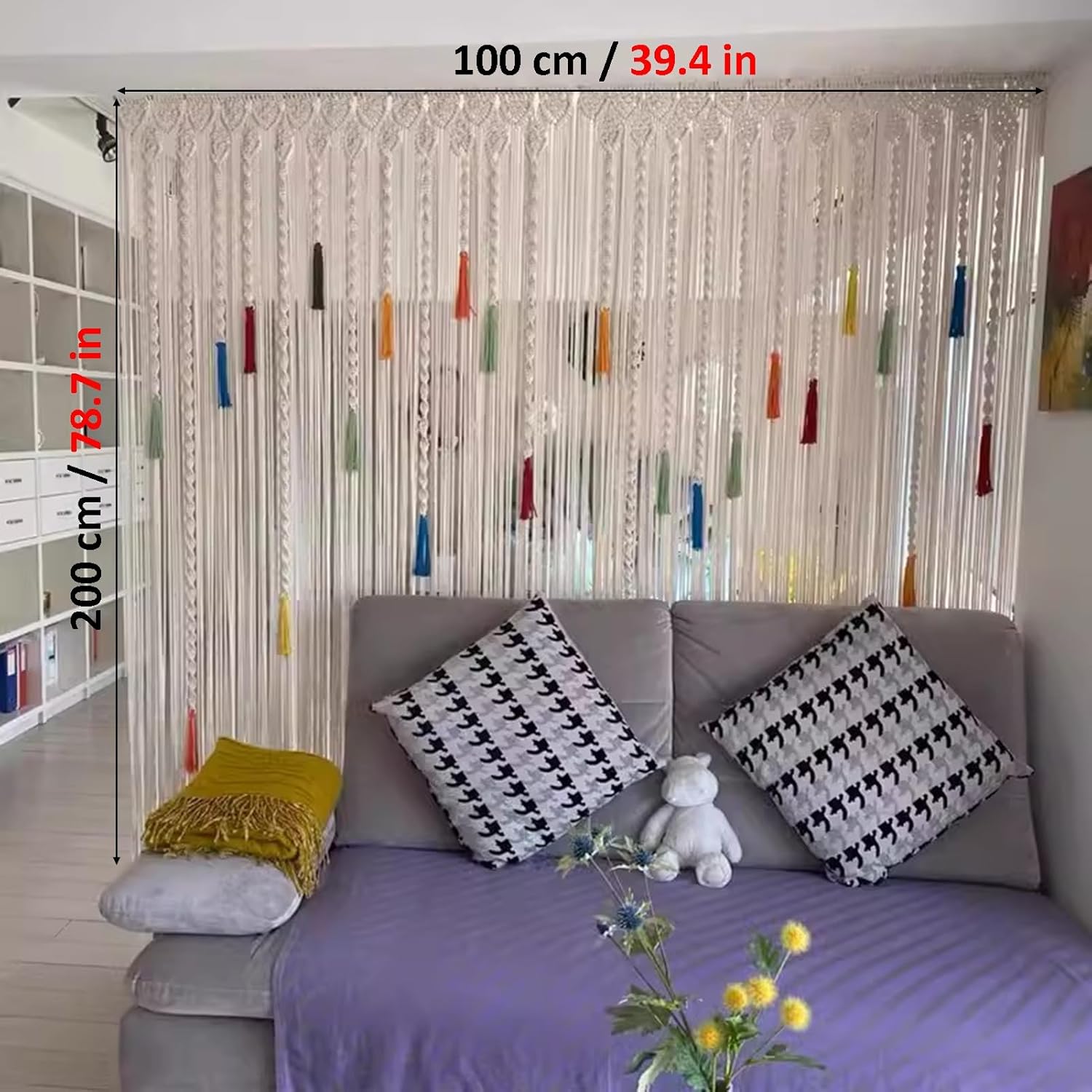 Macrame Curtains for Doorways Handwoven Privacy Panels